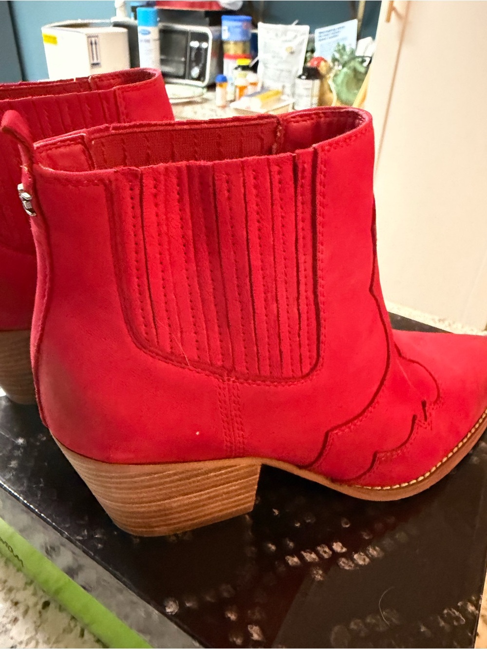 Sam Edelman Red Pointed Western Ankle Booties - Picture 8 of 13